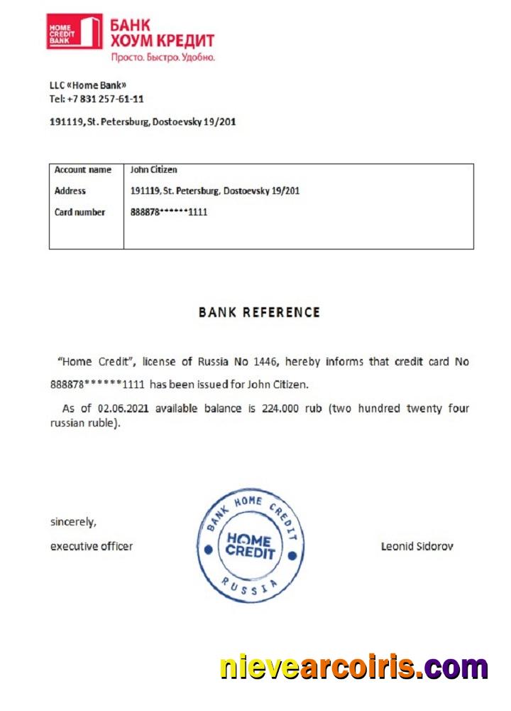 Russia Bank Home Credit reference